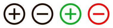Plus and minus signs vector icons set