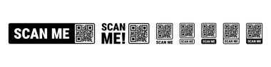 Çerçeve setini tara. QR kodu modeli. Mobil ödeme ve kimlik