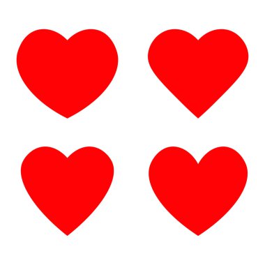 Çeşitli basit kırmızı vektör kalp aşk simgesi