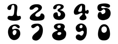 Sayılar sembol simgeleri kümesi. Sayılar simge koleksiyonu. Düz biçim. Vektör illüstrasyonu