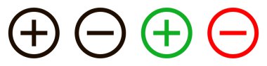 Plus and minus signs vector icons set
