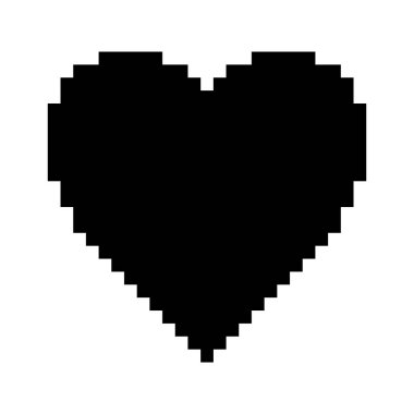 Piksel sanat tarzında kalp şablonları. Siyah katı romantik sembol. Aşk, sağlık, etiketler. Beyaz arkaplanda izole.