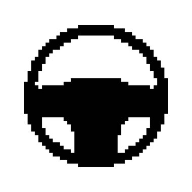 Direksiyon şablonları pikselli sanat tarzında. Siyah katı araç kontrol sembolü. Araba, tekne, etiketler. Beyaz arkaplanda izole.