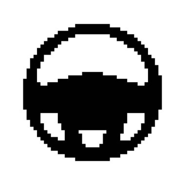 Direksiyon şablonları pikselli sanat tarzında. Siyah katı araç kontrol sembolü. Araba, tekne, etiketler. Beyaz arkaplanda izole.