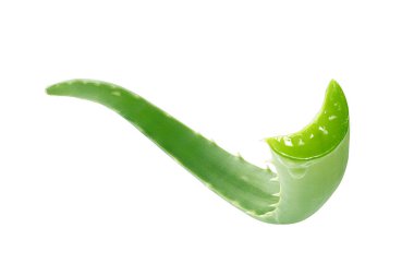 Aloe vera jeli beyaz arkaplanda izole edilmiş aloe vera 'dan damlıyor - kırpma yolu dahil