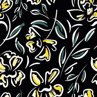 Tekstil ve duvar kağıdı desenleri. Basılabilir dijital illüstrasyon çalışması. Çiçek Yazdırma Tasarımı.