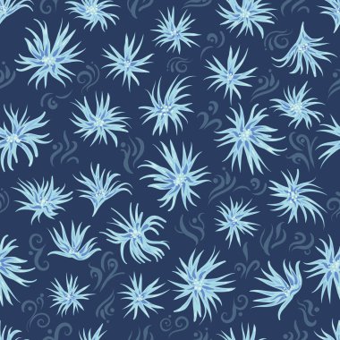 Mavi kar taneleriyle kusursuz desen. Noel ve Yeni Yıl