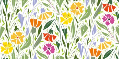 Çiçeklerle kusursuz çiçek vektör deseni