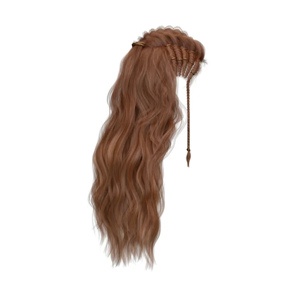 Dlouhé Vlasy Fantazie Izolované Vykreslení — Stock fotografie