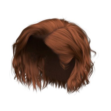 3D çizim güzelliği kısa kızıl saçlı izole edilmiş.