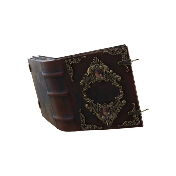 3d rendering fantasy open book grimoire isolated