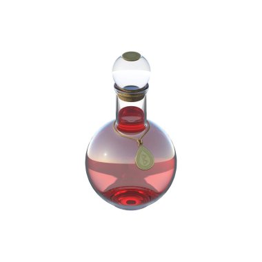 3 boyutlu fantezi kırmızı sihirli iksir şişesi izole