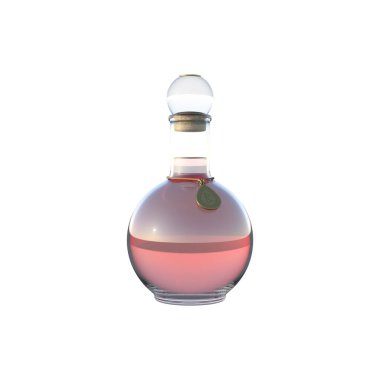 3 boyutlu fantezi kırmızı sihirli iksir şişesi izole