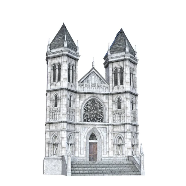 3d rendering medieval castle church cathedral isolated illustration