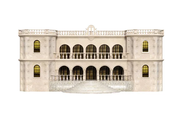 Візуалізація Будівлі Старовинний Ретро Вікторіанський Замок Елегантний Ізольований — стокове фото