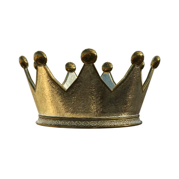 Rendering Gouden Fantasie Kroon Koning Koningin Geïsoleerd — Stockfoto