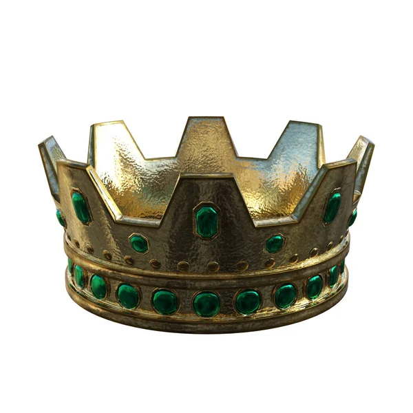 Renderização Dourada Fantasia Coroa Rei Rainha Isolado — Fotografia de Stock