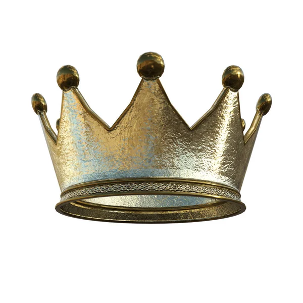 Rendering Golden Fantasy Crown King Queen Isolated — Stock Photo, Image