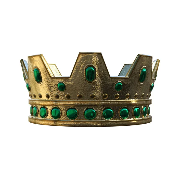 Rendering Gouden Fantasie Kroon Koning Koningin Geïsoleerd — Stockfoto