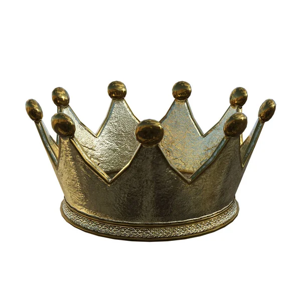 3Dレンダリング黄金のファンタジークラウン王の女王孤立 — ストック写真