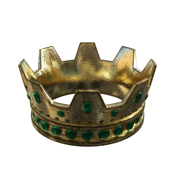3Dレンダリング黄金のファンタジークラウン王の女王孤立 — ストック写真