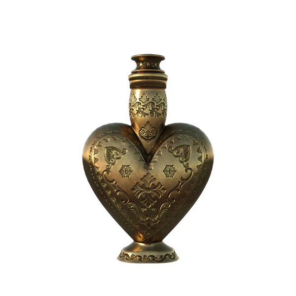 3d rendering fantasy flask love potion heart shape isolated