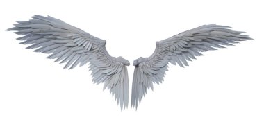 3D fantezi beyaz melek kanatları izole