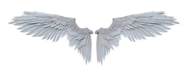 Vykreslování Fantazie Bílý Anděl Křídla Izolované — Stock fotografie
