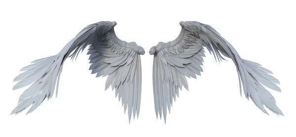 Рендеринг Фэнтези Белый Ангел Крылья Изолированы — стоковое фото
