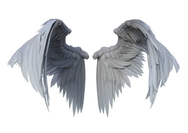 Візуалізація Фентезі Білі Крила Ангела Ізольовані — стокове фото