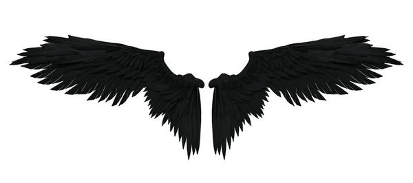 Rendering Black Fantasy Angel Wings Isolated — Stock Photo, Image