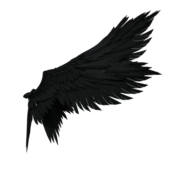 3Dレンダリング黒ファンタジー天使の翼を隔離 — ストック写真