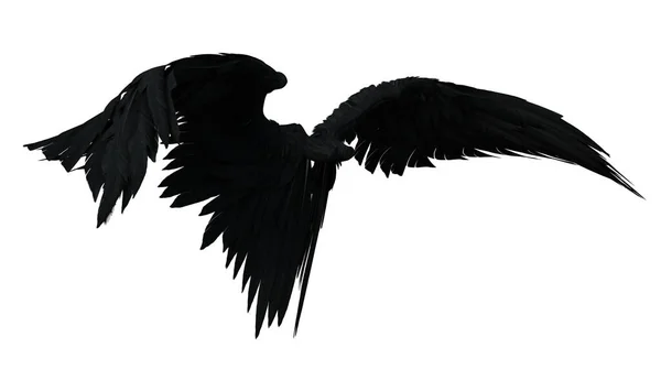 Καθιστώντας Μαύρα Φτερά Αγγέλου Φαντασίας Απομονωμένα — Φωτογραφία Αρχείου