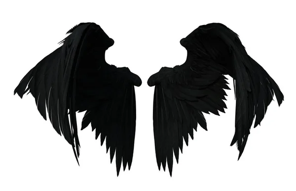 Візуалізація Чорних Фентезійних Ангельських Крил Ізольовані Ліцензійні Стокові Фото