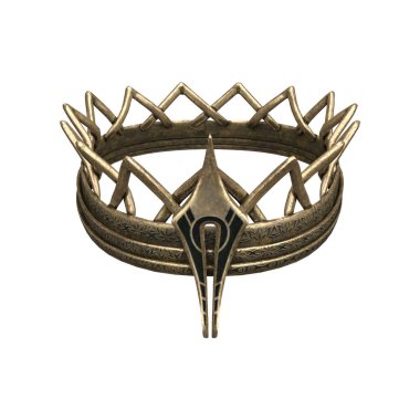 3D hayal ürünü Yunan altın tacı izole edildi