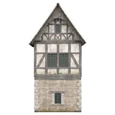 3D illüstrasyon ortaçağ bina fantezi yapı izole