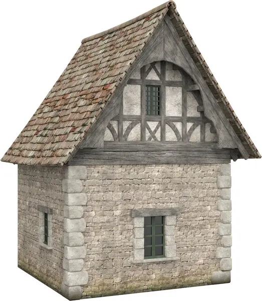 Vykreslování Ilustrace Středověké Budovy Dům Fantasy Konstrukce Izolované — Stock fotografie