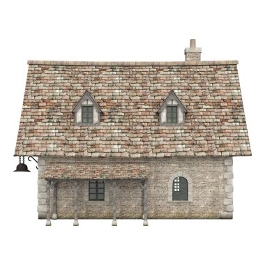 3D illüstrasyon ortaçağ bina fantezi yapı izole