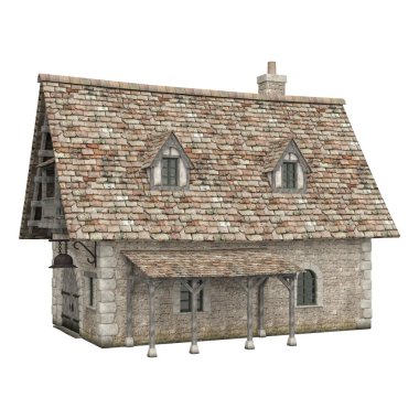 3D illüstrasyon ortaçağ bina fantezi yapı izole