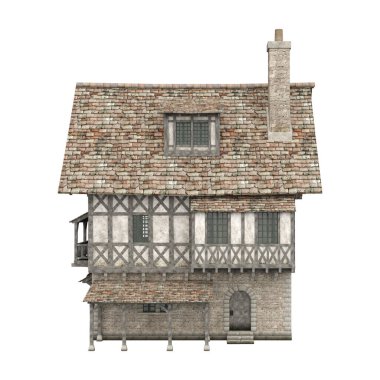 3D illüstrasyon ortaçağ bina fantezi yapı izole