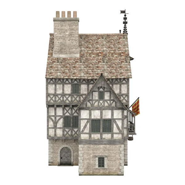 3D illüstrasyon ortaçağ bina fantezi yapı izole