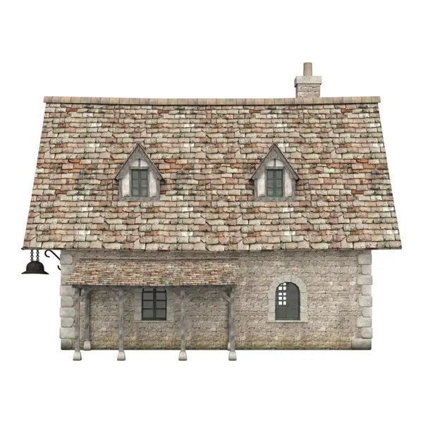 Renderowanie Ilustracja Średniowieczny Budynek Dom Fantazja Budowa Odizolowany — Zdjęcie stockowe