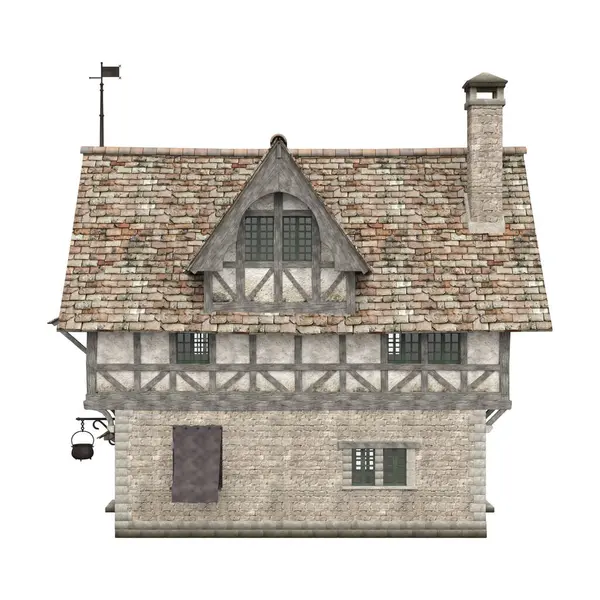 Renderização Ilustração Medieval Edifício Casa Fantasia Construção Isolada — Fotografia de Stock