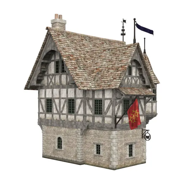 stock image 3d rendering illustration medieval building house fantasy construction isolated