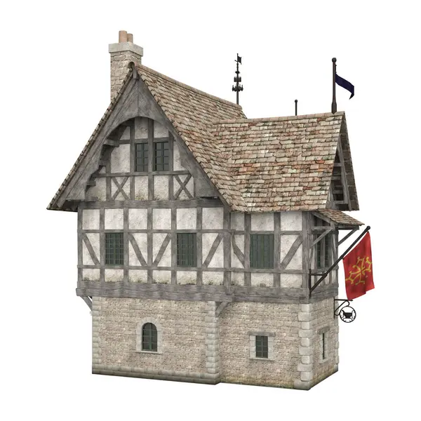 Darstellung Illustration Mittelalterliche Gebäude Haus Fantasie Bau Isoliert — Stockfoto