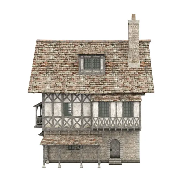 3D illüstrasyon ortaçağ bina fantezi yapı izole