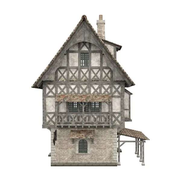 3D渲染插图中世纪建筑房子奇幻建筑孤立 — 图库照片