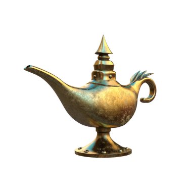 3D fantezi sihirli cin lambası izole