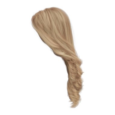 3d render princess style wavy blonde hair isolated clipart