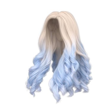 Üç boyutlu sarışın ve açık mavi dalgalı prenses saçı.